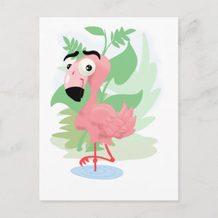Roze Flamingo Briefkaart