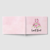 Roze Flamingo bruid en bruidegom bruiloft Gastenboek (Volledig)