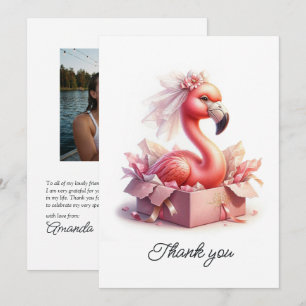 Roze Flamingo Bruid Meer Bachelorette Foto Bedankkaart