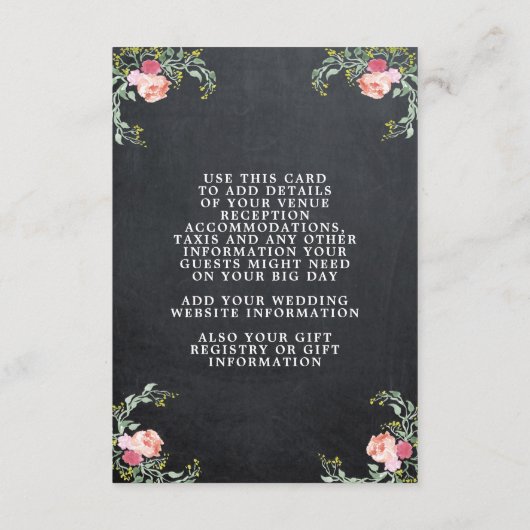 roze flamingo bruiloft details informatiekaart informatiekaartje (Achterkant)