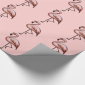 roze flamingo cadeaupapier (Hoek)
