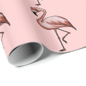 roze flamingo cadeaupapier (Rol Hoek)
