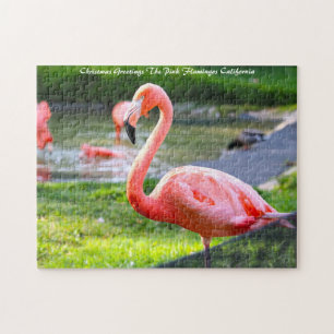 Roze Flamingo Californië.Kerstgroeten Legpuzzel