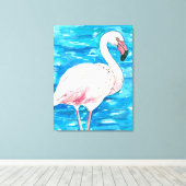 Roze flamingo canvas afdruk (Insitu (Houten vloer))