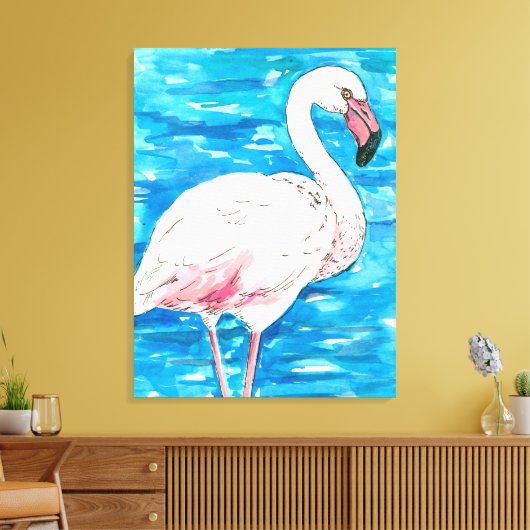 Roze flamingo canvas afdruk (Insitu (Woonkamer))
