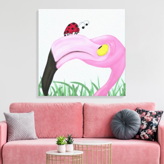 roze flamingo canvas afdruk (Insitu (Woonkamer))