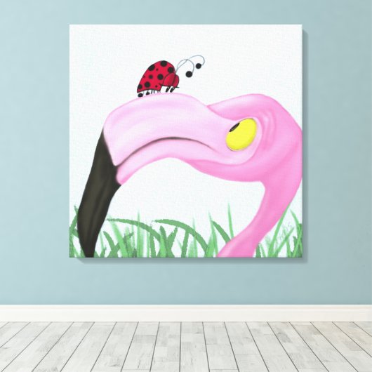 roze flamingo canvas afdruk (Insitu (Houten vloer))