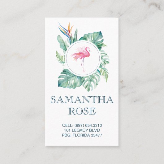 Roze Flamingo Coastal mammie Card Visitekaartje (Voorkant)