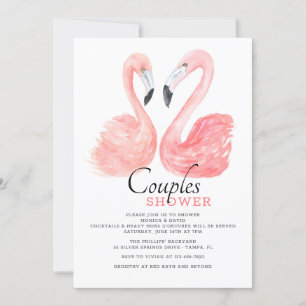 Roze flamingo Couples Shower Invitation Kaart