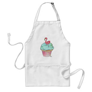 Roze Flamingo Cupcake Retro Dessert! Standaard Schort