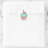 Roze Flamingo Cupcake Ronde Sticker (Tas)