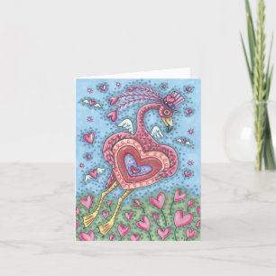 ROZE FLAMINGO CUPID VALENTIJN OPMERKING KAART *Aan