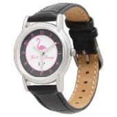 Roze Flamingo Custom Classic horloge (Gekanteld)