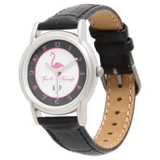 Roze Flamingo Custom Classic horloge (Gekanteld)