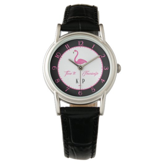 Roze Flamingo Custom Classic horloge (Voorkant)