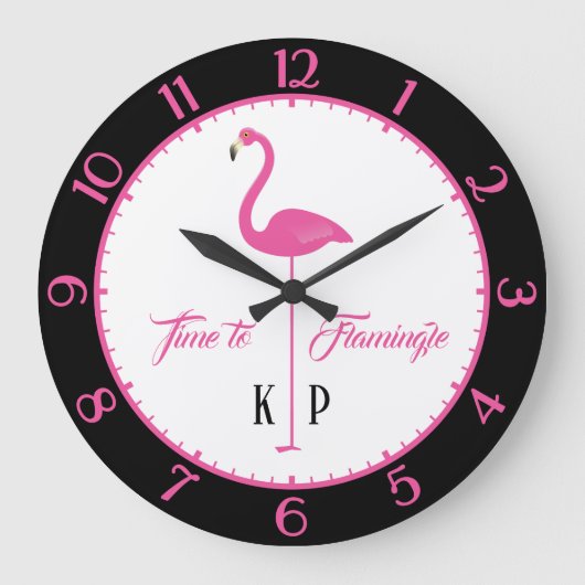 Roze Flamingo Custom Classic Wall Clock Grote Klok (Voorkant)