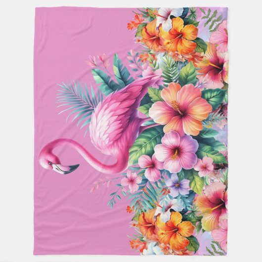 Roze Flamingo Custom Fleece Warm Gezellige Deken (Voorkant)