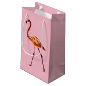 Roze Flamingo Custom Gift Bag - Klein, glanzend Klein Cadeauzakje (Achterkant Gekanteld)