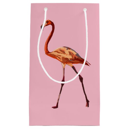 Roze Flamingo Custom Gift Bag - Klein, glanzend Klein Cadeauzakje (Voorkant)