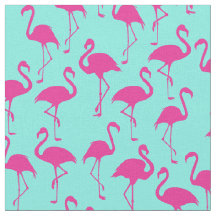Roze Flamingo Cute Tropical Print Fabric