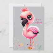 Roze Flamingo Dames Brunch Uitnodiging (Voorkant)