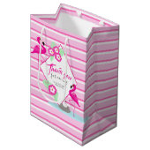 Roze flamingo dank u baby shower geschenktas medium cadeauzakje (Voorkant Gekanteld)