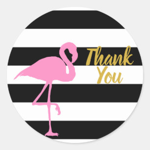 Roze Flamingo Dank u Ronde Sticker