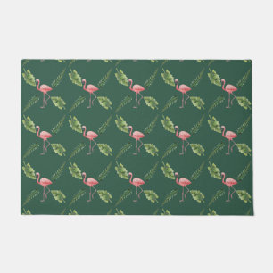 Roze Flamingo Dark Green Floormat Doormat Deurmat