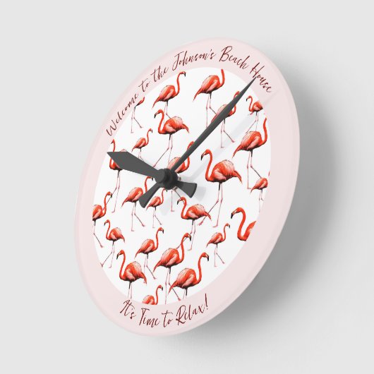 Roze Flamingo Design Beach House Welkom Zomer Ronde Klok (Hoek)