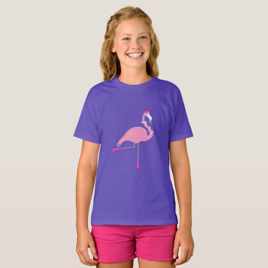 Roze Flamingo Design - Meisjes' Basic T-Shirt (Voorkant volledig)