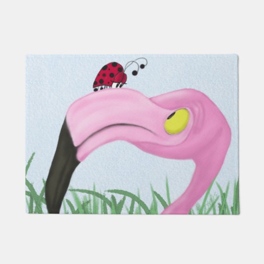 roze flamingo deurmat (Voorkant)