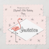 Roze Flamingo Diamant met scalloprand Kaart (Voorkant / Achterkant)