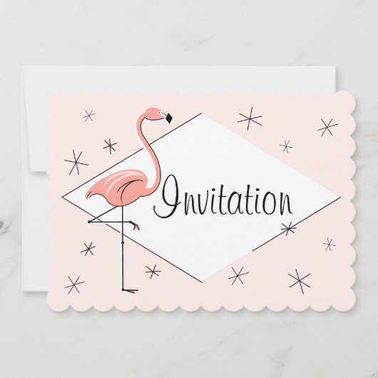 Roze Flamingo Diamant met scalloprand Kaart (Voorkant)