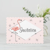 Roze Flamingo Diamant met scalloprand Kaart (Staand voorkant)