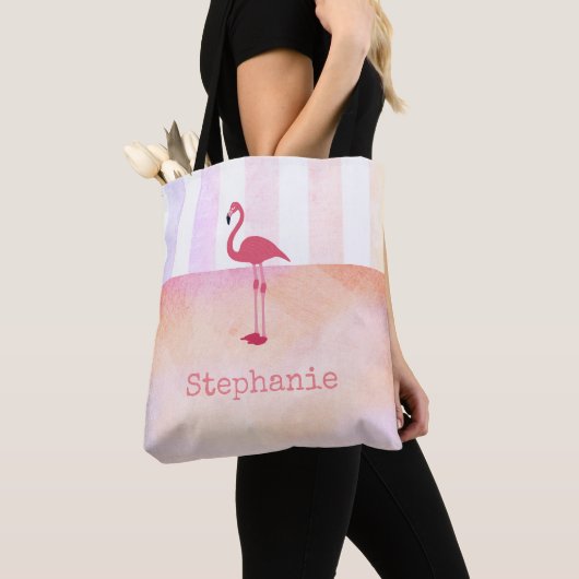 roze flamingo douane canvas tas personaliseert het (Dichtbij)