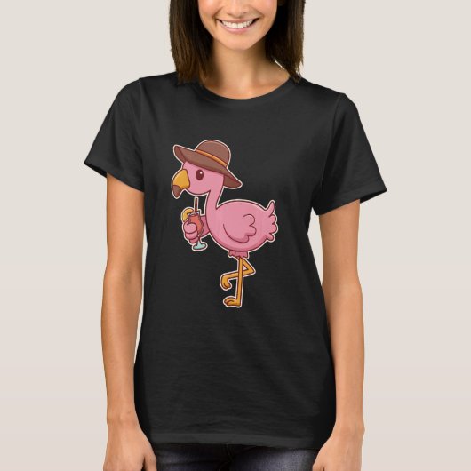 Roze flamingo Drink cocktail T-shirt (Voorkant)