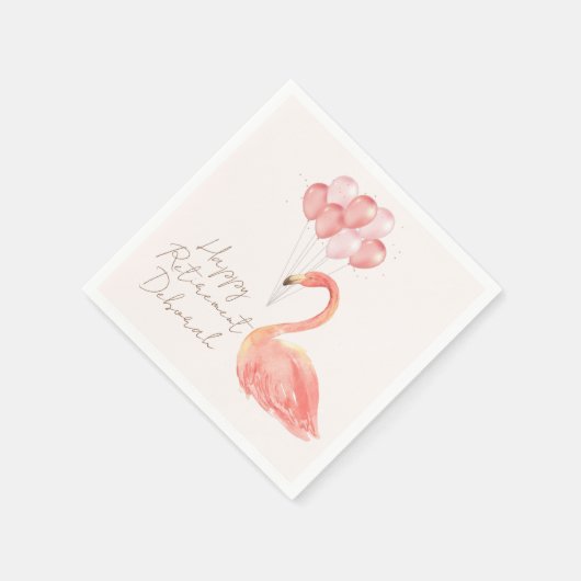 Roze Flamingo en Ballonnen Aangepast Verjaardagsfe Servet (Hoek)