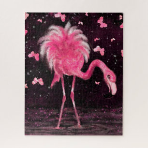 Roze flamingo en Butterflies Jigzaag Puzzle Legpuzzel