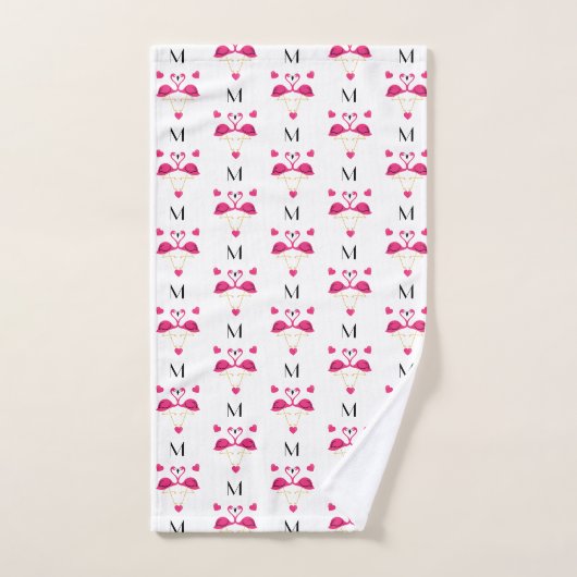 Roze flamingo en Hearts Patroon Bad Handdoek (Handdoek)