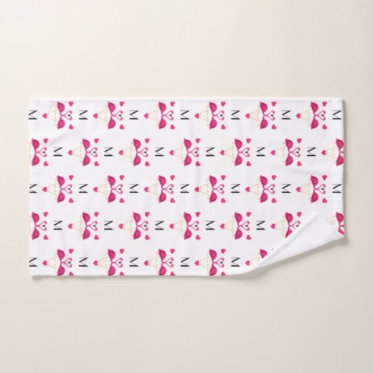Roze flamingo en Hearts Patroon Bad Handdoek (Handdoek)