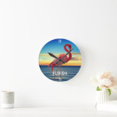 Roze Flamingo en Ocean Sunset Ronde Klok (Huis)
