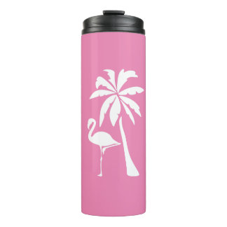 Roze Flamingo en Palm Thermosbeker