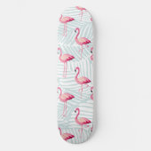 Roze flamingo en palmbladeren - Schattige Skateboard (Voorkant)