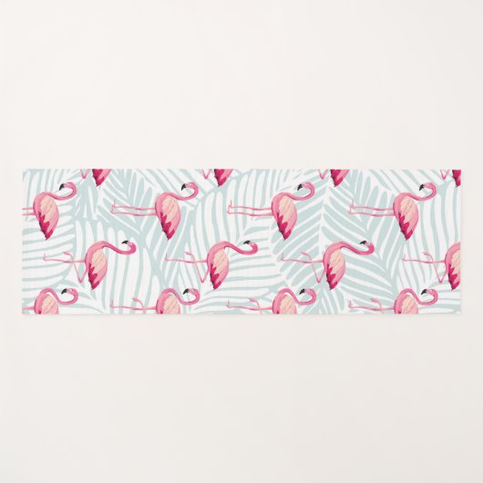 Roze flamingo en palmbladeren - Schattige Yogamat (Voorkant (horizontaal))