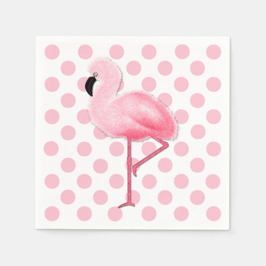 Roze Flamingo en Polka Dot Servetten (Voorkant)