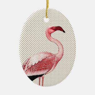 Roze Flamingo en  Polka Dots Keramisch Ornament