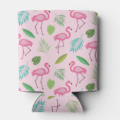 Roze flamingo en tropische bladeren Custom Blikjeskoeler (Achterkant)