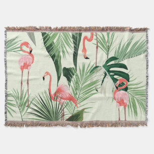 Roze Flamingo Exotische Bloemen Patroon Deken