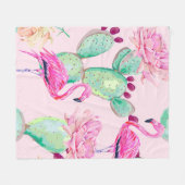 Roze flamingo, exotische vogels, zachte bloemen, r fleece deken (Voorkant (Horizontaal))