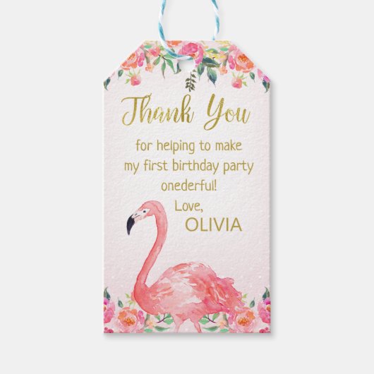 Roze Flamingo Favor Dank u Label Cadeaulabel (Voorkant)